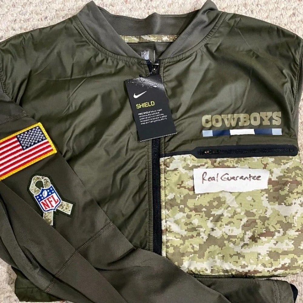 NWT Sz LARGE 100% Nike 2017 Dallas Cowboys Salute To Service Sideline Jacket NFL
